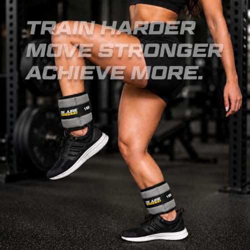 Image of De Jure Fitness Adjustable Ankle & Wrist Weights Pair (1KG x 2) for Men & Women | Strength Training, Walking, Running, Workout, Yoga | Comfortable, Durable | Grey - 2KG