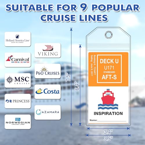 ME.FAN 7 Pack Cruise Luggage Tag Holder for Carnival, Princess, MSC, NCL, Clear Cruise Tags Holder - Waterproof, Reusable, Zip Seal, Cruise Essentials2