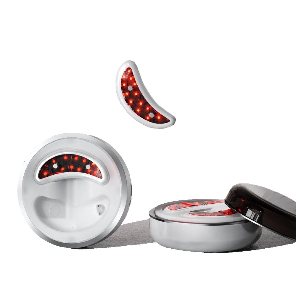 EMS Appareil de Massage Oculaire avec Lumière Rouge – Massager Électrique Contour des Yeux Anti-Cernes & Poches, Dispositif Beauté Rechargeable pour Femmes