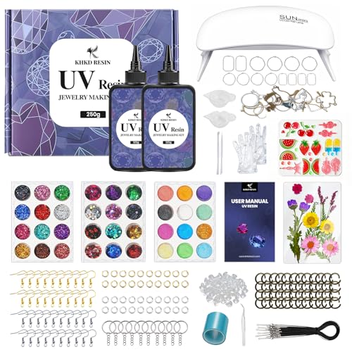 UV Resin Jewelry Making Kit - KHKD RESIN 250g UV Resin Kit with Light