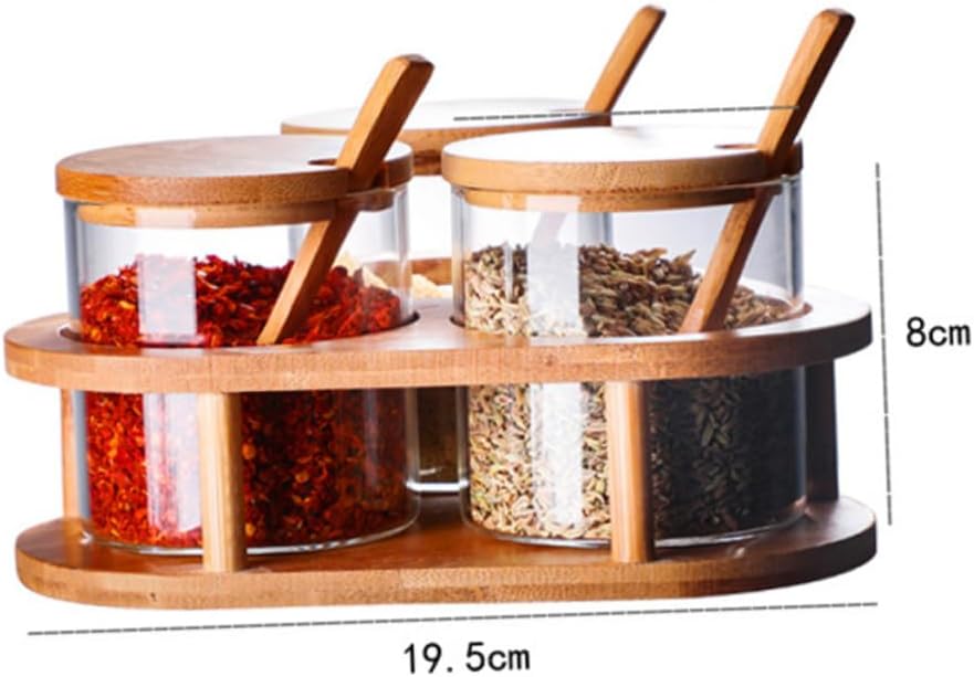 Organize Your Kitchen with Glass Seasoning Jars Set Includes Spoon Bamboo Lid Ideal for Home