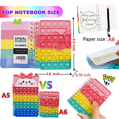 A6 Pop Notebook, Push Bubble Spiral Notebooks Fidget Toys, Cute Composition Notebooks, College Ruled Notebooks, Protable For School Office Gifts (A6 Macaron Unicorn) #TOP1