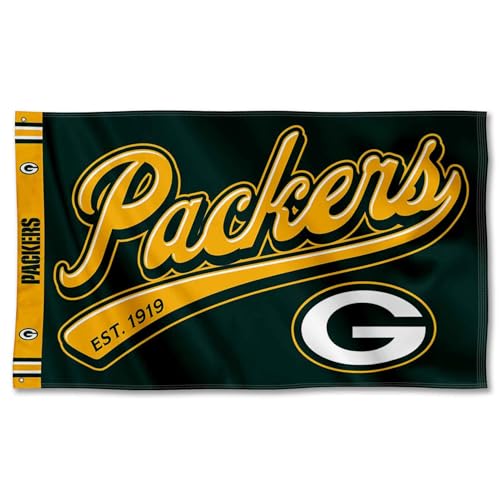 Green Bay Packers Script Logo Premium Flag