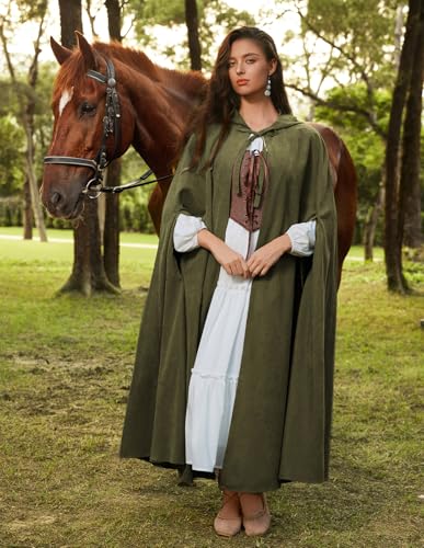 Scarlet Darkness Women Renaissance Hooded Cape Medieval Cloak Hobbit Halloween Costume4