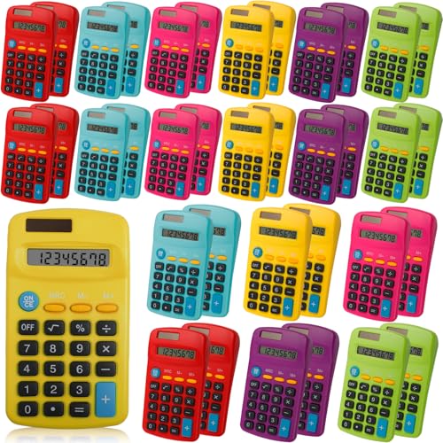36 Pack Pocket Calculators, Solar & Battery Powered Desktop Calculators, 8 Digit Display, Mini Size