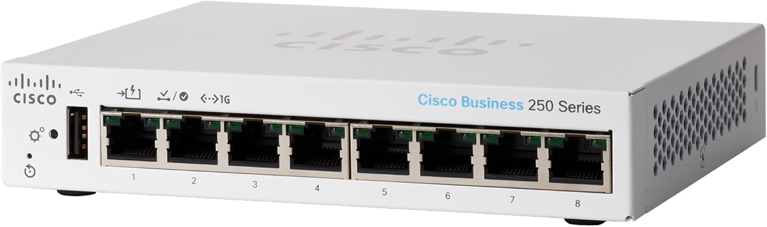 Cisco Business CBS250-8T-D Smart Switch | 8 Port GE | Desktop | Limited Lifetime Hardware Warranty (CBS250-8T-D-NA)
