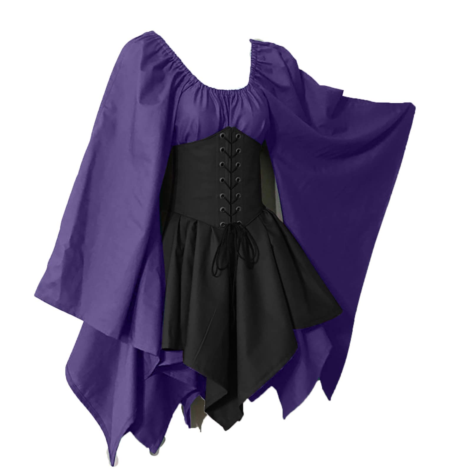 AEGJEGVD Mittelalter Kleidung Renaissance Kleid Retro Gothic Outfit Mini