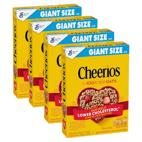 Cheerios, Heart Healthy Gluten Free Breakfast Cereal, Giant Size, 20 oz (Pack of 4)