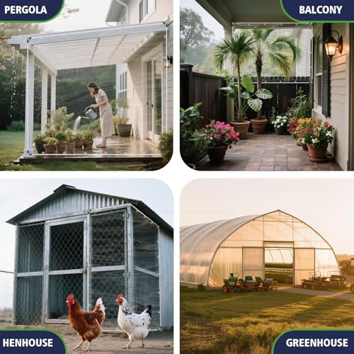 SHADEPLUS Clear Tarp 8'x8' 15MIL - Heavy-Duty Transparent Waterproof, Wind & Tear-Resistant Clear PVC Tarp Includes Cable Ties & Fixing Rope. Ideal for Terraces, Pavilions, Porches & More by SHADEPLUS - Image 7