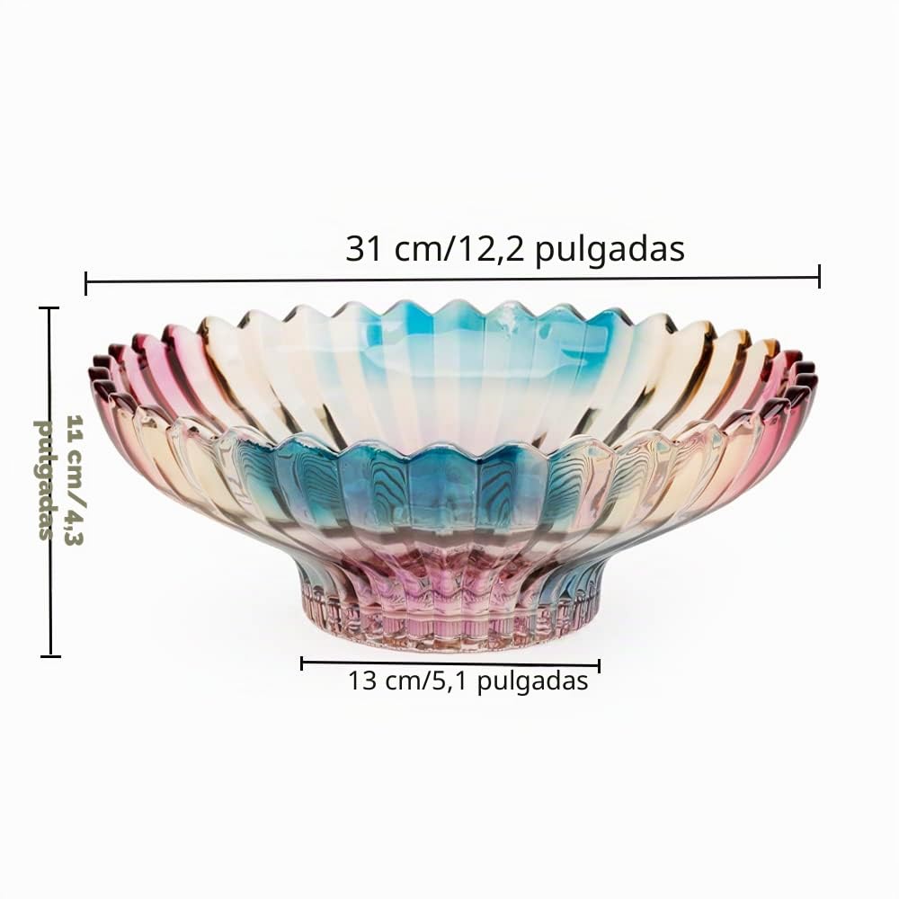 Magicpro Frutero colorido de cristal, 31,8 cm de diámetro
