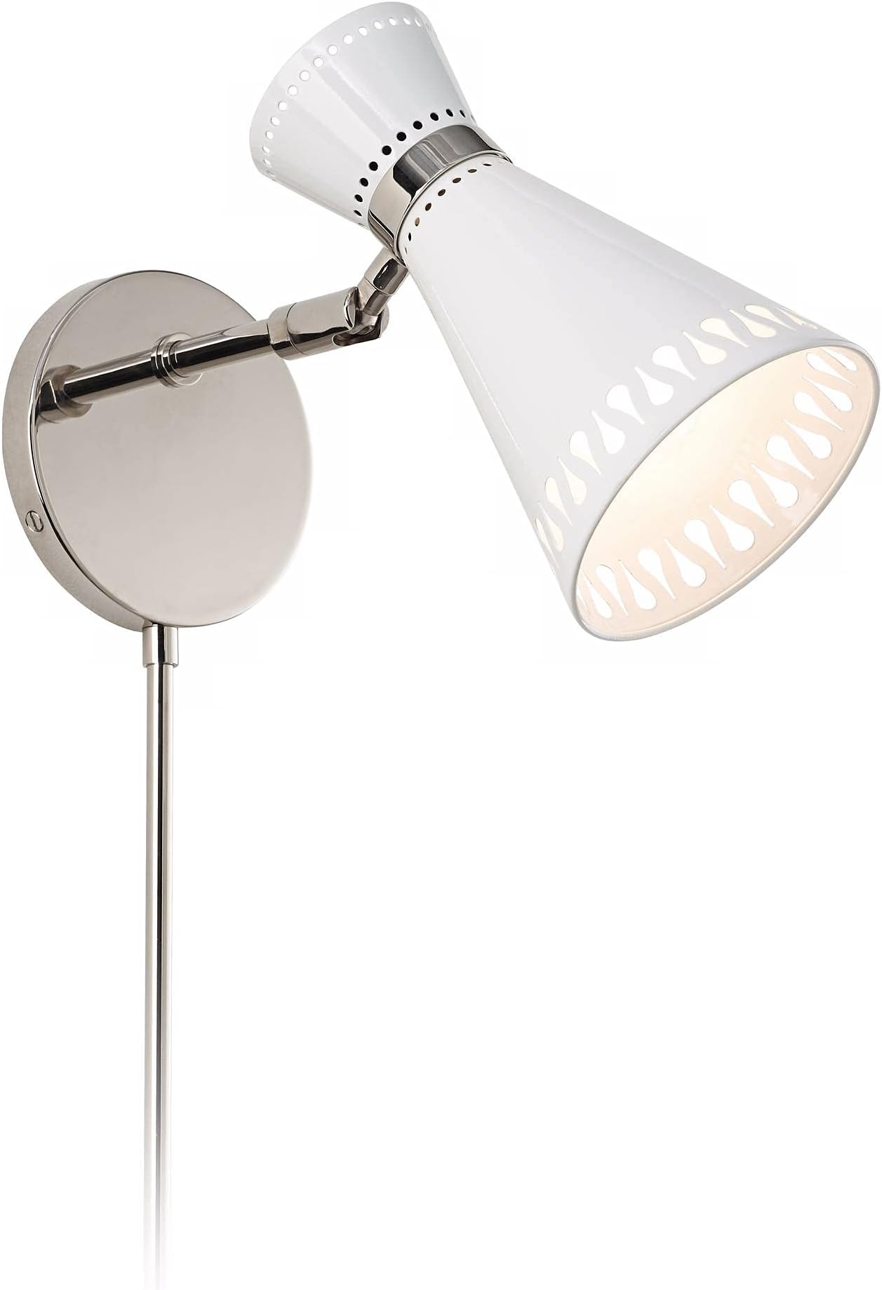 Jonathan Adler Havana Polished Nickel Plug-in Sconce with Cord Cover