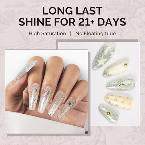 Image of MelodySusie Green Glitter Gel Nail Polish,0.5fl oz Soak Off UV LED Light Diamond Glitter Gel Polish Gift for Women Nail Art Manicure Salon DIY Nail Design Decoration at Home-1747