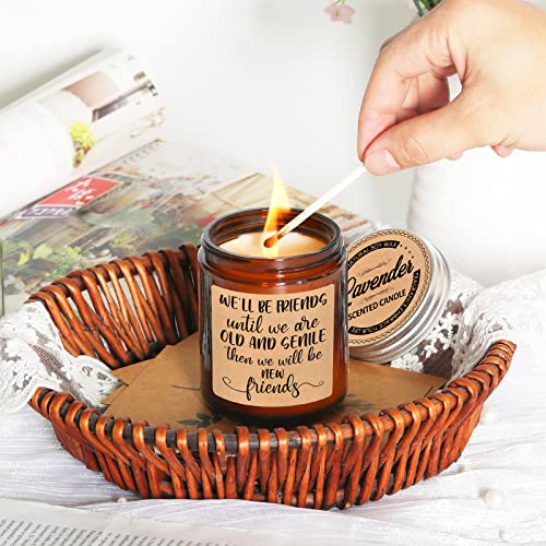 Lavender Scented Candles - We'll Be Friends Until We Are Old And Senile - Best Friend,Friendship Gifts, Coworker Gifts - Mothers Day, Relaxing, Birthday Gifts For Women, Men,Friends,Mom,Sister,Female #TOP4