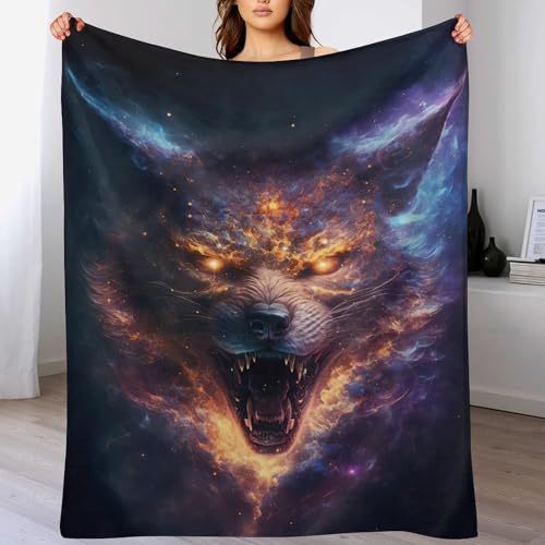 Manta de forro polar de lobo cálida para cama y sofá de 150x200 2