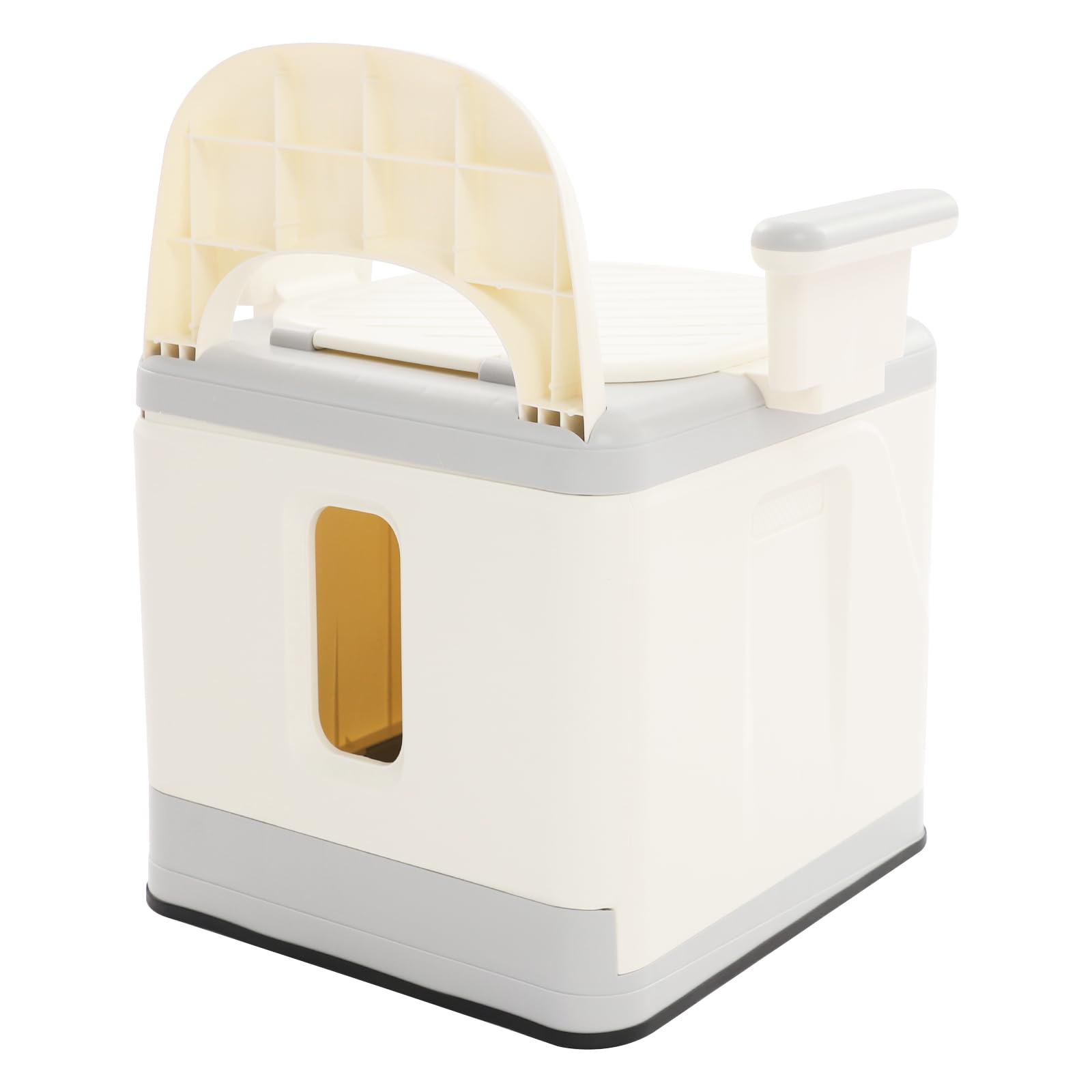 Inodoro portátil plegable de viaje, capacidad máxima de 150 kg, para mesita de noche, juego de inodoro plegable, portátil, inodoro, caravana, senderismo (gris)