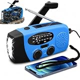 Radio Solar de Emergencia con Manivela Portátil, FM/AM 2000mAh 3 Modos de Luz LED Linterna, Carga Solar USB-C y Manivela, Resistente al Agua Ideal para Camping Viajes Supervivencia y Cortes de Energía