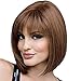 Tiny Lana Wigs Short Bob Hair Wigs 14" Shoulder Length Straight with Flat Bangs Soft Silk Synthetic Full Wig Natural As Real Hair for Cosplay Party Daily for White Women + Free Wig Cap