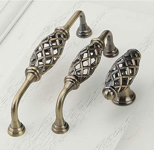 Hardware,pulls,2pcs Retro Vintage Furniture Cabinet Drawer Pull Handles and Knobs,Zinc Alloy Hollow Birdcage Bronze Handle for Kitchen Cupboard Door,Bedroom Dresser Drawer(128 mm)