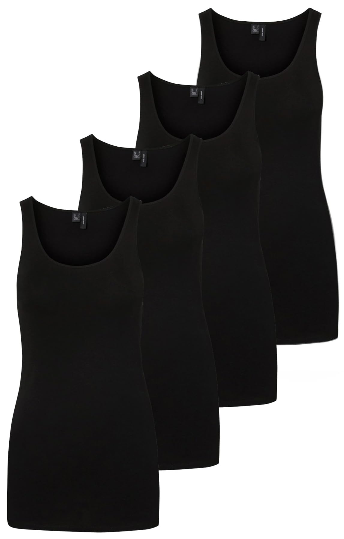 VERO MODA Women's top Black Pack of 4 (4 x Black), Large