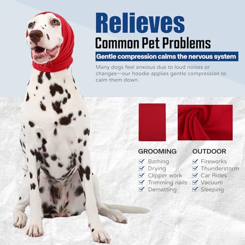 Image of Dog Calming Hoodie Quiet Head Cover Sleeves Anxiety Relief /Noise Protection - Grooming - Thunder - Fireworks