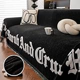 THASF Chenille Sofa Towel Sofa Blankets L Shaped Couch Covers for Sectional Sofa, Cat Ccratch Proof Furniture Covers, Washable Be Suitable for Living Room Blanket (40, Black, Large71''x118'')