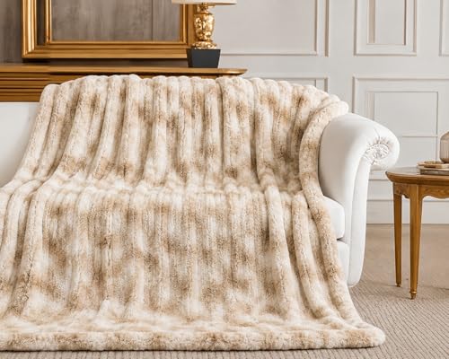 Image of Cortina Embossed Fur Blanket Single Size -Embossed Soft and Warm Decorative Fuzzy Blankets - Cozy, Fluffy, Plush Lightweight Throw Blankets for Couch, Bed, Sofa(Beige, 150x200 CMs)