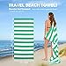 Your Choice Microfiber Quick Dry Sand-Free Beach Towel for Adults & Kids - Oversized, Compact, Lightweight, Absorben - Camping Towel - Green and White Stripe, Large Beach Towel 60x30 Inch