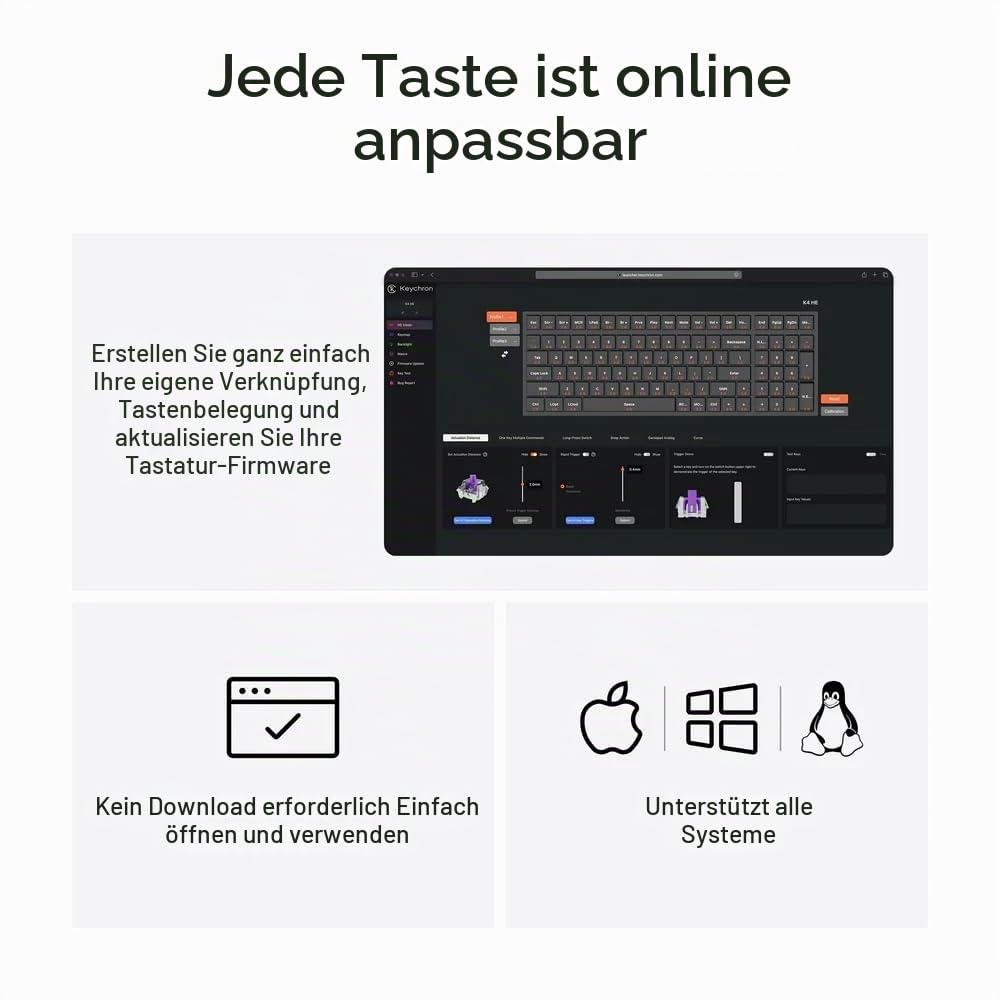 Keychron K4 HE 96% ANSI Wireless Mechanische Tastatur mit Magnet-Schaltern & Hot-Swap - Bluetooth/2.4GHz/USB-C, RGB-Beleuchtung QMK-Programmierung für Mac/Win, Holzdesign (Schwarz)