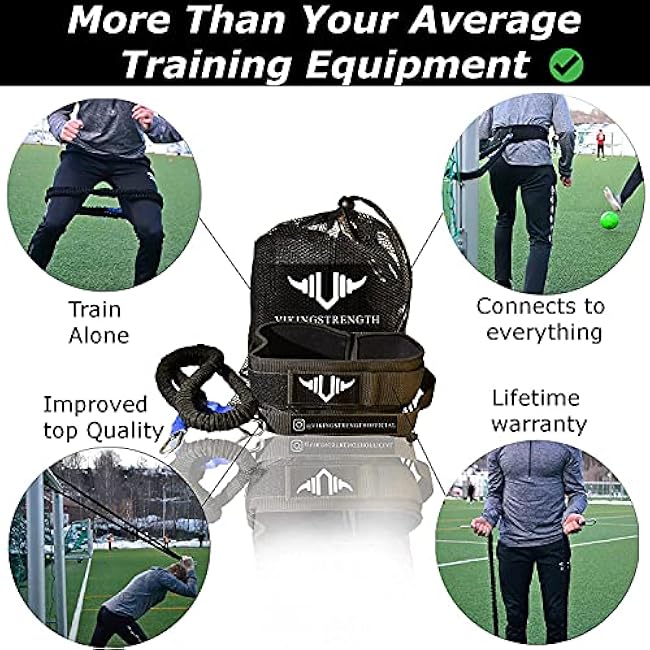Vikingstrength - 360¡ã Resistance Running Training Bungee Band (Waist) for Speed, Fitness Agility, Speed Strength ¨C Gym Equipment for Football, Basketball, Solo or Partner + V-Strength Workout App