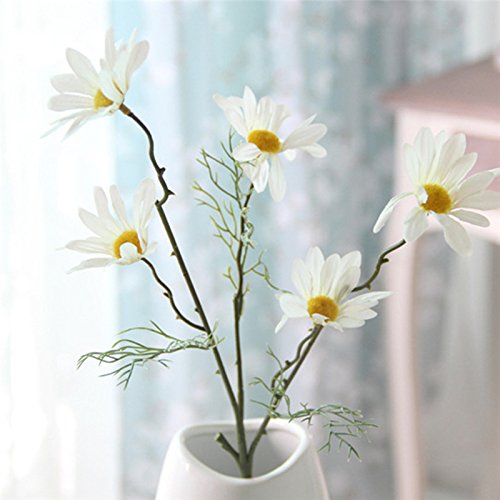 Firlar Artificial Daisy,10 Pack High-End Simulation Fake Silk Daisy Flower Bouquet For Home Wedding Party Garden Craft Art Decor,Vase Not Included (Yellow+White) #TOP3