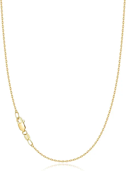 Jewlpire 18k Gold Plated 925 Sterling Silver Chain Necklace for Women, 1.1mm Cable Chains Necklace Thin & Dainty & Sturdy Women's Chain Necklaces, 14/16/17/18/20/22/24 Inches