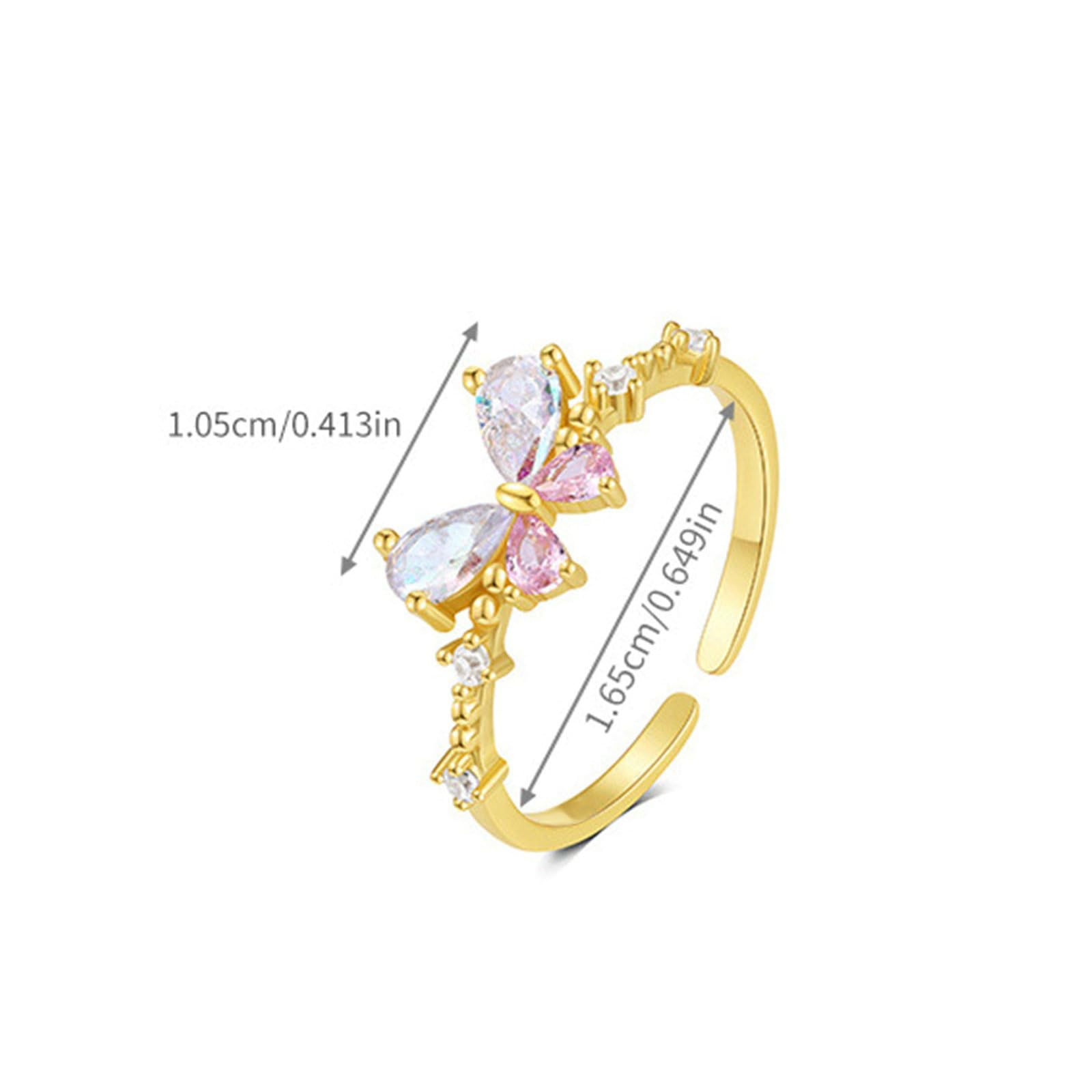 Daesar Anello Oro Giallo 14K, Fedi Nuziali Donna Design A Farfalla Regolabile con Goccia D'Acqua Zaffiro Sintetico Anelli Fidanzamento Matrimonio Oro Giallo per Mamma, Fidanzata, Sposa