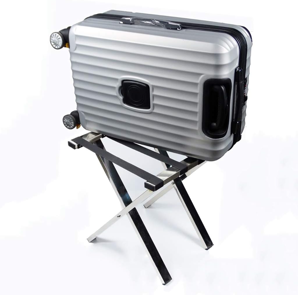 Folding Luggage Rack, Stainless Steel, Collapsible Hotel Racks, Room Guest House, Folding Suitcase Support, L50*W43*H51cm
