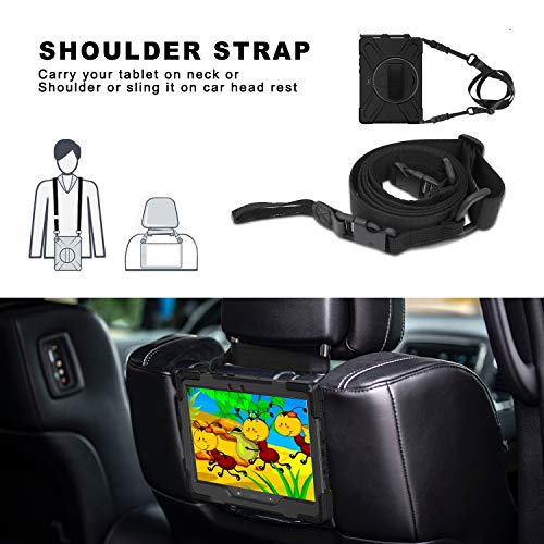 Samsung Galaxy Tab Active Pro 10.1 Case, Galaxy Tab Active4 Pro Case, Heavy Duty Rugged Shockproof Drop Protection Case With 360 Stand, Hand Strap & Shoulder Strap For Sm-T540/T547/T630/T638 (Black) #TOP4