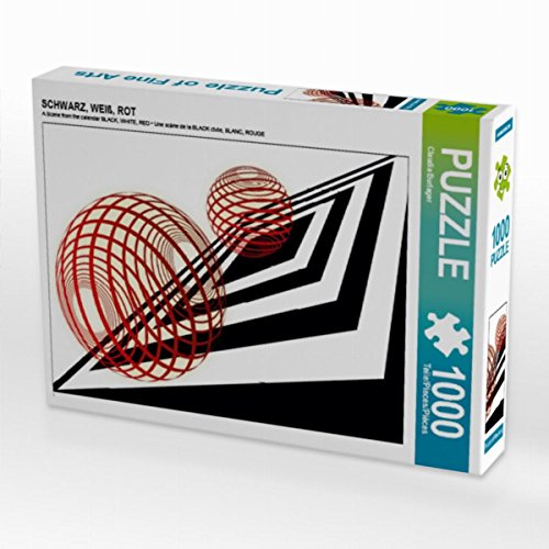 Puzzle 1000 pièces noir blanc rouge CALVENDO 64x48 cm image digital art style moderne