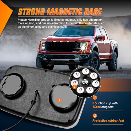 Image of Nilight 12 Inch Roof Top Strobe Lights Magnetic Mount | Blue Hazard Light Emergency Safety Warning LED Flashing Light Bar 48LED 12V 24V for Cars Trucks Snow Plows