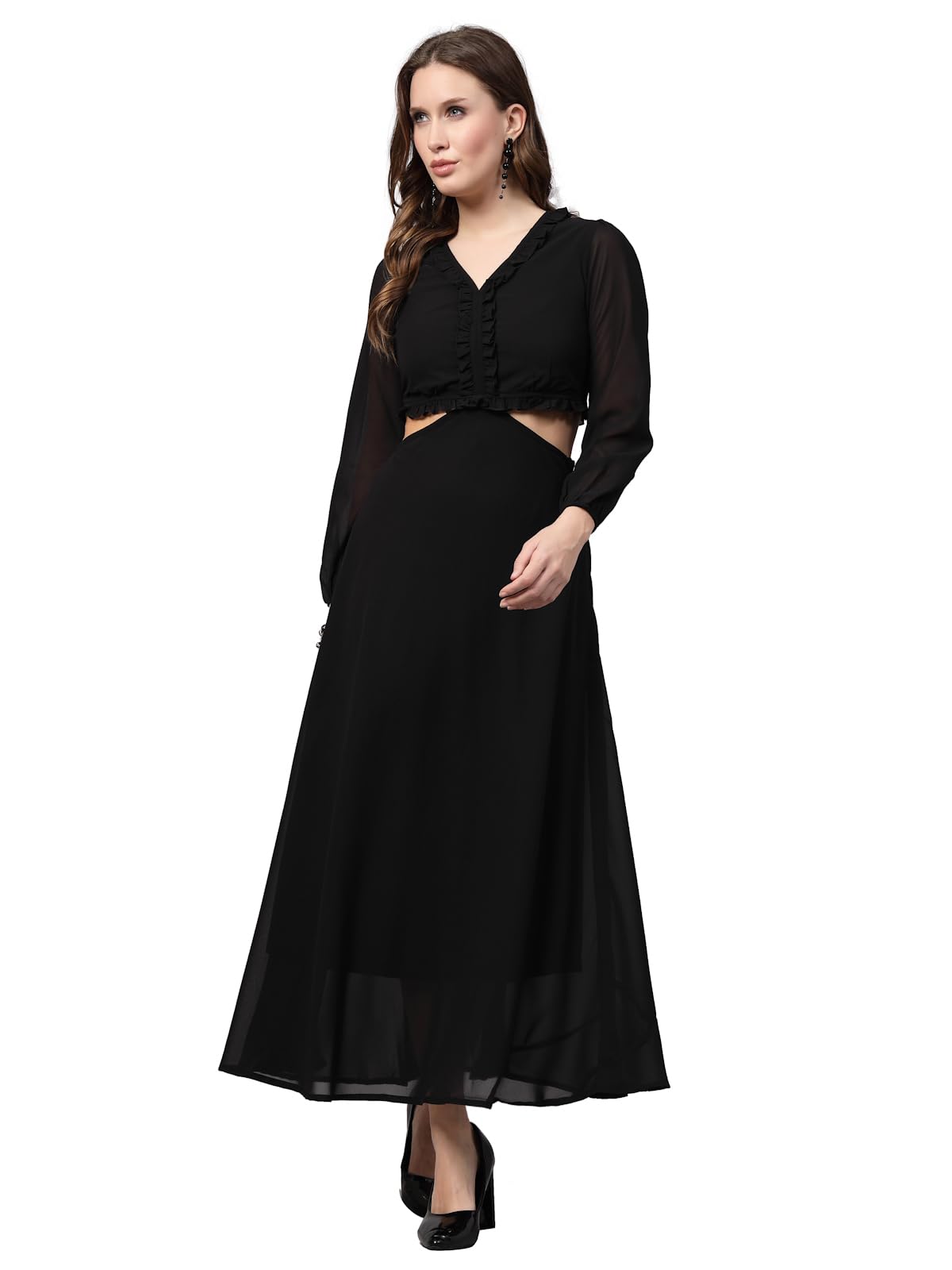 AAYU Women Fit and Flare Georgette Solid Dress