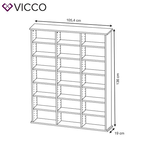 Vicco Scaffale porta cd Jukebox, Bianco, 105 x 136...
