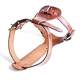PESHOUCO Leather Dog Harness No Pull Design Genuine Leather Durable Strong Pet Harness with Adjustable Straps Easy Control Pet Vest