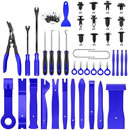 GOOACC 102Pcs Trim Removal Tool, Auto Push Pin Bumper Retainer Clip Set Fastener Terminal Remover Tool Round Handle Crowbar Pry Kit Car Panel Radio Removal Auto Clip Pliers