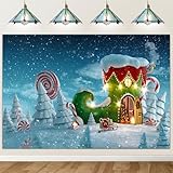 COMOPHOTO Winter Snow Landscape Backdrops for Photography 7x5ft Vinyl Christmas Candy Santa Claus Decoration Snowflakes for Photo Booth Background Blue Backdrop Printed Pictures