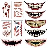 halloween verkleidungen 【Sicherheit】Diese Horror Wunden Bloody Scar Tattoos sind ungiftig und machen Spaß für alle Altersgruppen, einschließlich Kinder und Erwachsene, The Perfect Tätowierung, Körperschminke. Solche tollen Accessoires passen zu Ihrem Halloween-Partykostüm.