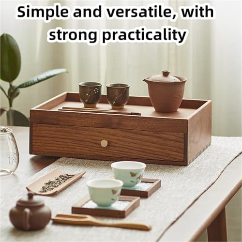Rustic Solid Wood Desktop Organizer - Heavy Duty Jewelry & Tea Storage Box with Top Shelf - Stylish Keepsake Case for Office & Home (Brown, Large)