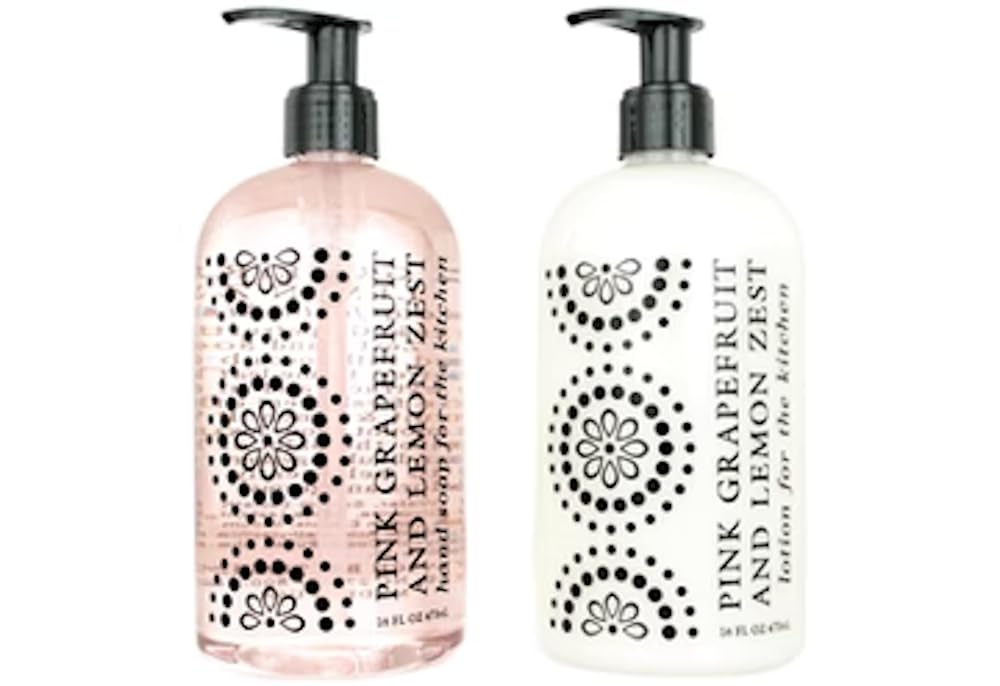 Greenwich Bay Kitchen Collection PINK GRAPEFRUIT / LEMON ZEST Scented Liquid Hand Soap & Lotion Combo with Shea Butter - 16 fl oz Pump Bottles