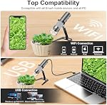 4K 3840x2160p WiFi Digital Microscope for iPhone/Android Phone and Windows Mac PC, Wireless Handheld Microscope Camera, Portable Microscope with Metal Stand for Adults and Kids