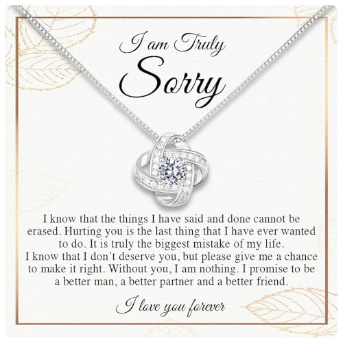 Larvincy I Love You I'm Sorry Gifts For Her, Apology Gift For Her - Wife, Girlfriend, Soulmate - Forgive Me Necklace With Heartfelt Message In A Stunning Box, Let's Start Over Love Necklace Present