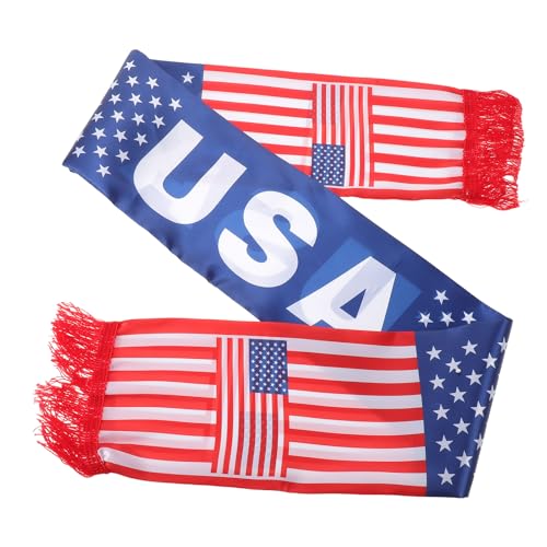 ORFOFE - ORFOFE Soccer Fan Scarf for Men and Women, American Flag Satin Scarf, National Team Football Supporter