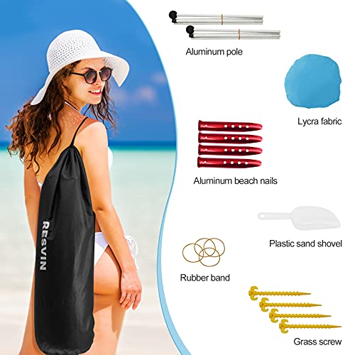 RESVIN Pop Up Beach Ten, UPF50+ Portable Beach Sunshade, Lightweight Sun Shade Tent with Sand Shovel, Ground Pegs,and Aluminum Poles,10ft x 10ft