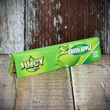 Juicy Jay King Size Slim Rolling Papers - Assorted Fruit Flavours - Premium Flavoured Rolling Papers Green Apple