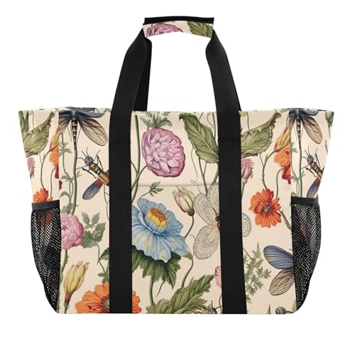 Grand sac de plage femme imperméable en toile avec poches zippées
